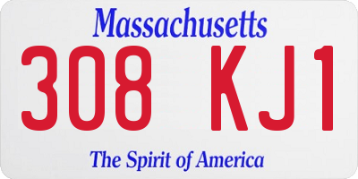 MA license plate 308KJ1
