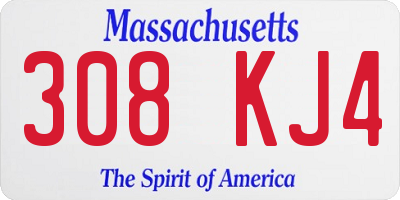 MA license plate 308KJ4