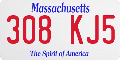 MA license plate 308KJ5
