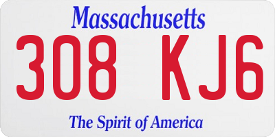 MA license plate 308KJ6