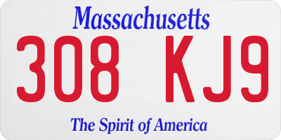 MA license plate 308KJ9