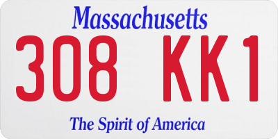 MA license plate 308KK1