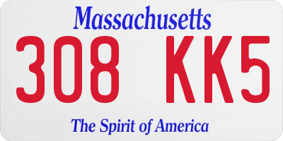MA license plate 308KK5