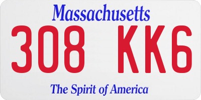 MA license plate 308KK6