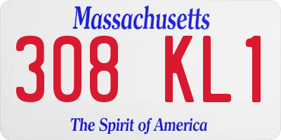 MA license plate 308KL1