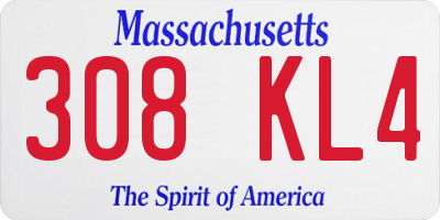 MA license plate 308KL4