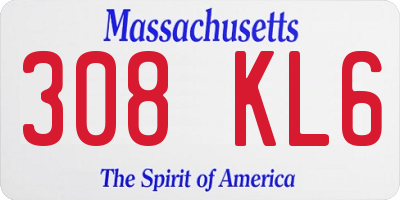 MA license plate 308KL6