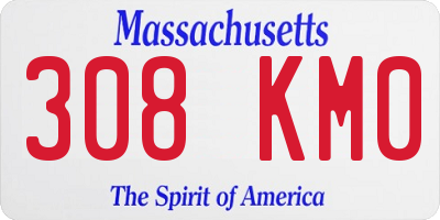 MA license plate 308KM0