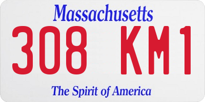 MA license plate 308KM1