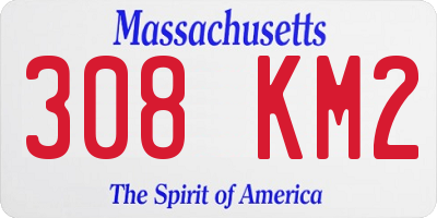 MA license plate 308KM2
