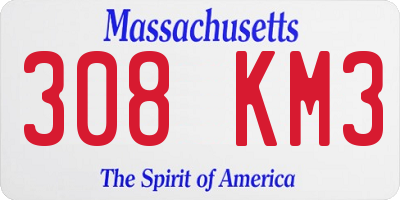 MA license plate 308KM3