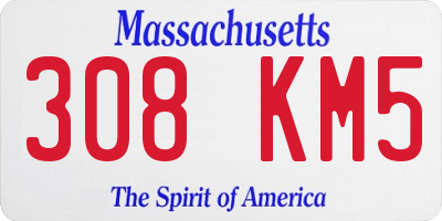 MA license plate 308KM5