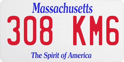 MA license plate 308KM6