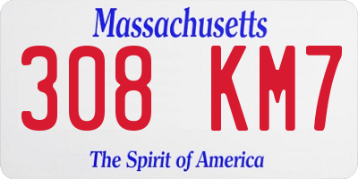MA license plate 308KM7