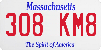 MA license plate 308KM8