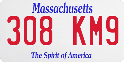 MA license plate 308KM9