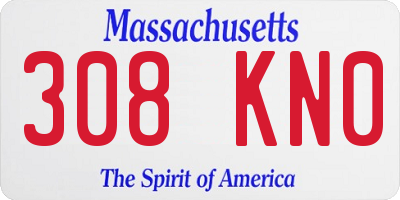 MA license plate 308KN0