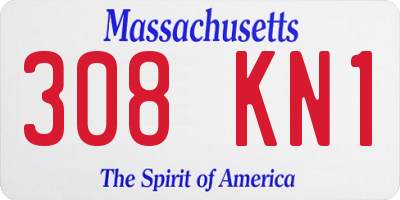 MA license plate 308KN1