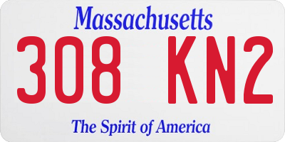 MA license plate 308KN2