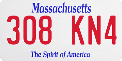 MA license plate 308KN4