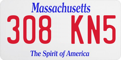 MA license plate 308KN5