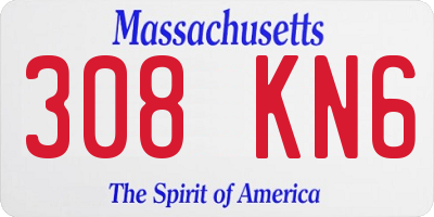 MA license plate 308KN6
