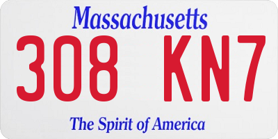 MA license plate 308KN7