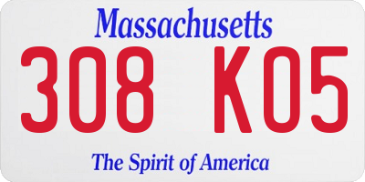 MA license plate 308KO5