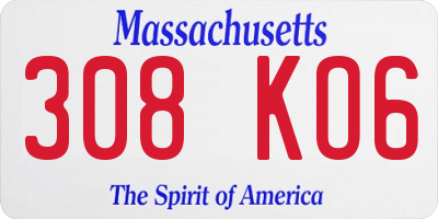 MA license plate 308KO6