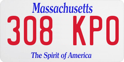 MA license plate 308KP0