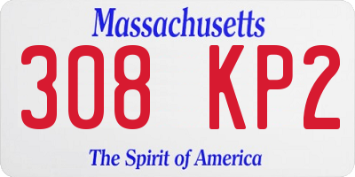 MA license plate 308KP2