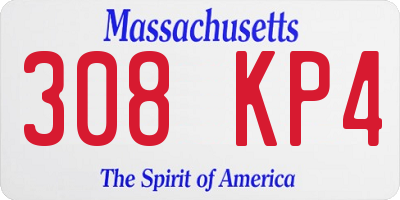 MA license plate 308KP4