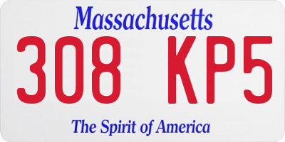 MA license plate 308KP5