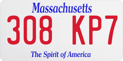 MA license plate 308KP7