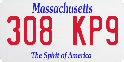 MA license plate 308KP9