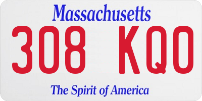 MA license plate 308KQ0