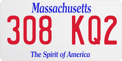 MA license plate 308KQ2