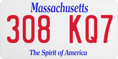 MA license plate 308KQ7