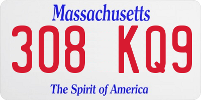 MA license plate 308KQ9
