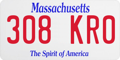 MA license plate 308KR0
