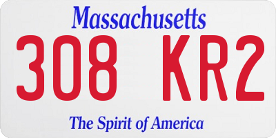 MA license plate 308KR2