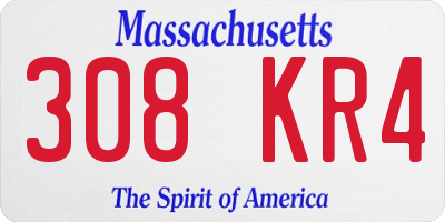MA license plate 308KR4