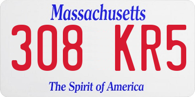 MA license plate 308KR5