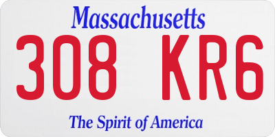 MA license plate 308KR6