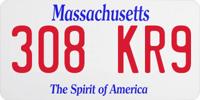 MA license plate 308KR9