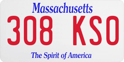 MA license plate 308KS0