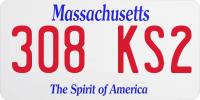 MA license plate 308KS2