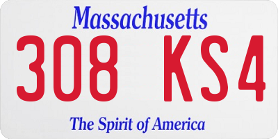 MA license plate 308KS4