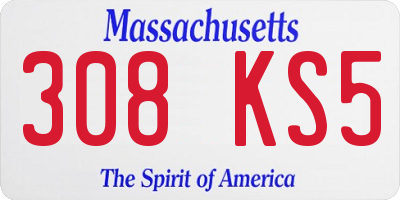 MA license plate 308KS5