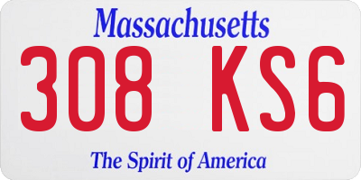 MA license plate 308KS6